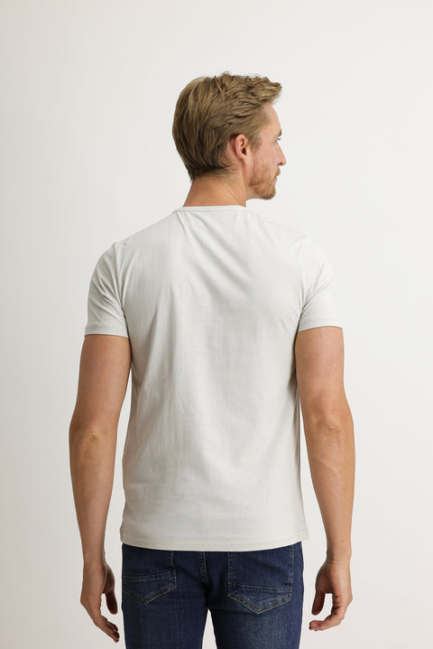 Stone V-Neck Slim Fit Narrow Cut Cotton T-Shirt