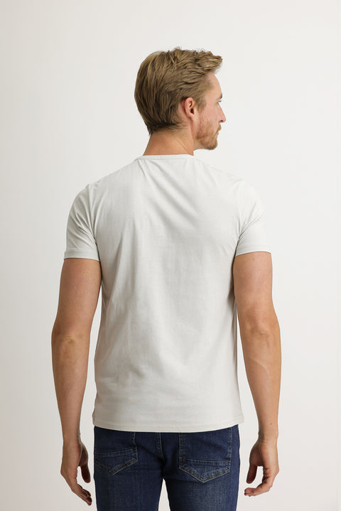 Stone V-Neck Slim Fit Narrow Cut Cotton T-Shirt