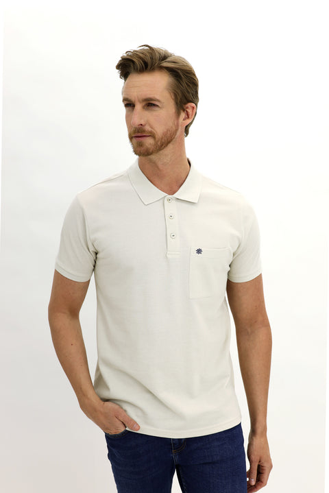 Stone Pocket Polo Collar Regular Fit Cotton T-Shirt