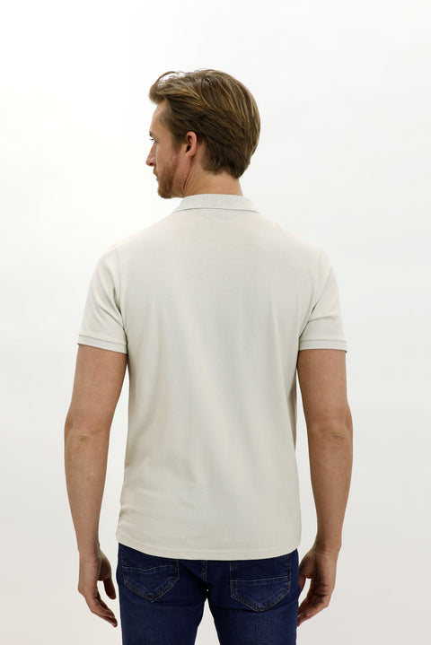 Stone Pocket Polo Collar Regular Fit Cotton T-Shirt