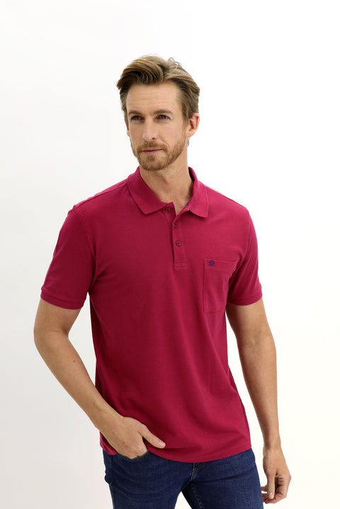 Cherry Pocket Polo Neck Regular Fit Cotton T-Shirt