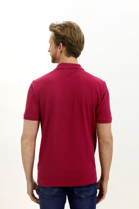Cherry Pocket Polo Neck Regular Fit Cotton T-Shirt