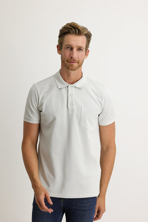 Stone Pocket Polo Collar Regular Fit Cotton T-Shirt