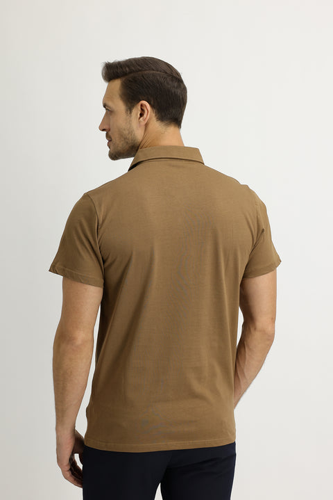 Cinnamon Polo Collar Regular Fit Cotton T-shirt