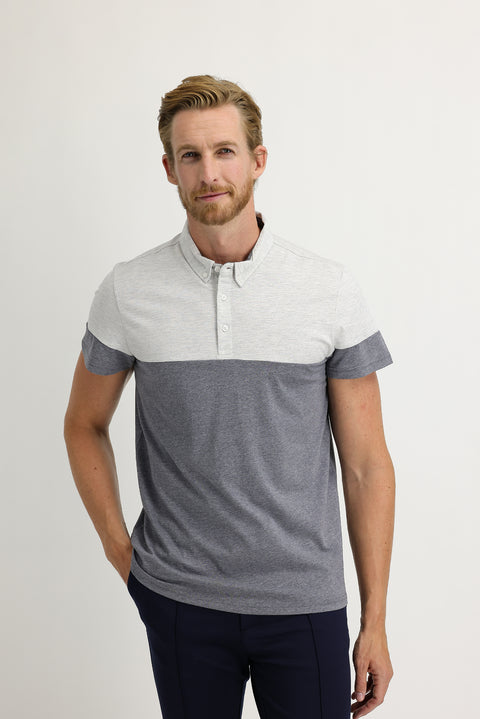 Mid Anthracite Regular Fit Patterned Cotton Polo T-Shirt