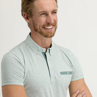 Light Green Polo Collar Slim Fit Narrow Cut T-Shirt