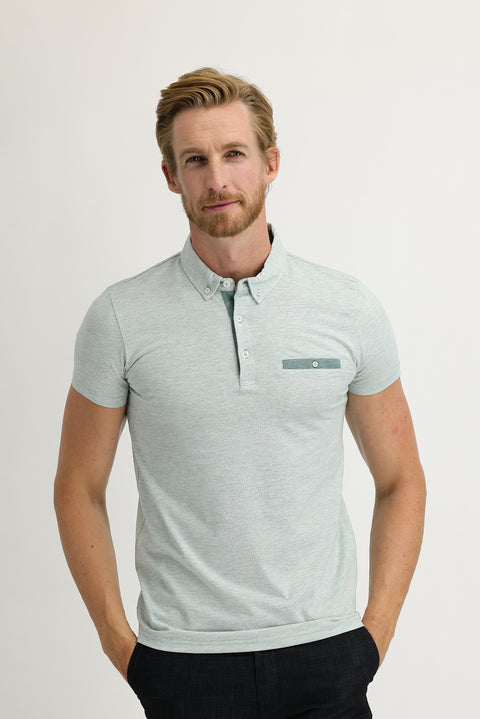 Light Green Polo Collar Slim Fit Narrow Cut T-Shirt