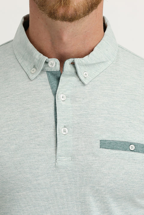 Light Green Polo Collar Slim Fit Narrow Cut T-Shirt