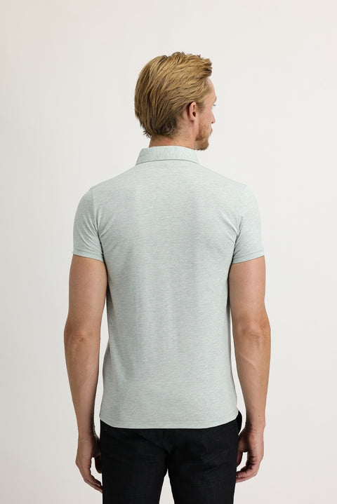 Light Green Polo Collar Slim Fit Narrow Cut T-Shirt