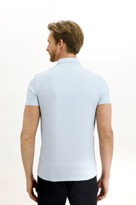 Uçuk Mavi Polo Yaka Slim Fit Dar Kesim Tişört