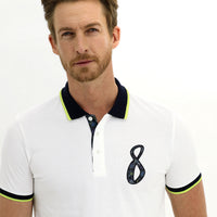 Off-white Polo Collar Slim Fit Patterned Cotton T-shirt