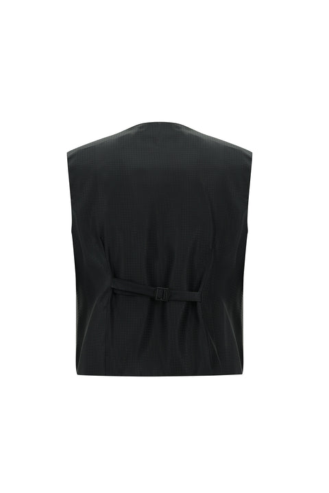 Orta Lacivert 7 Drop Slim Fit Dar Kesim Mono Yaka Yelekli Smokin & Damatlık