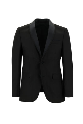 Siyah 7 Drop Slim Fit Dar Kesim Şal Yaka Smokin & Damatlık