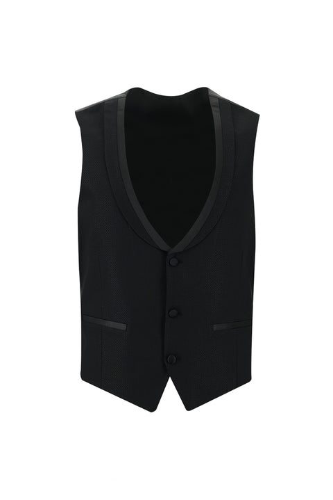 Siyah 7 Drop Slim Fit Dar Kesim Şal Yaka Smokin & Damatlık