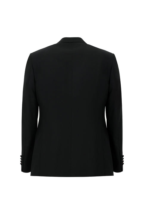 Siyah 7 Drop Slim Fit Dar Kesim Sivri Yaka Yelekli Smokin & Damatlık