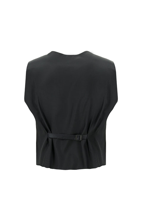 Siyah 7 Drop Slim Fit Dar Kesim Sivri Yaka Yelekli Smokin & Damatlık