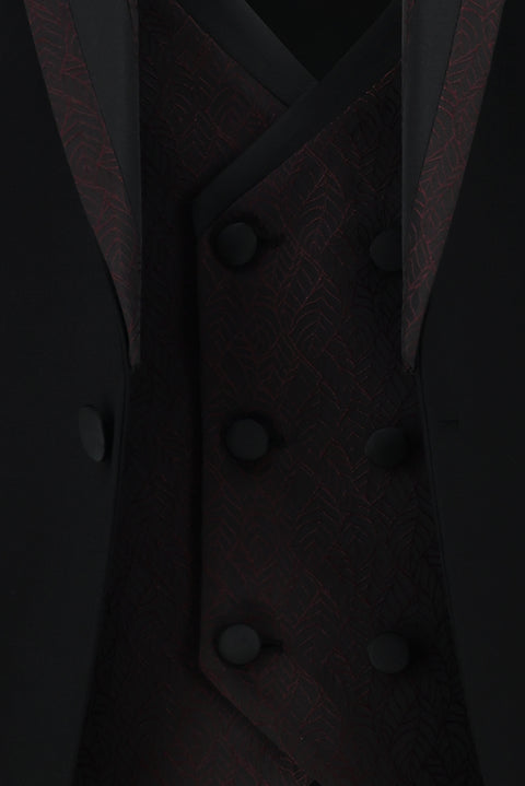 Black 7 Drop Slim Fit Narrow Cut Pointed Collar Vest Tuxedo & Groom Suit