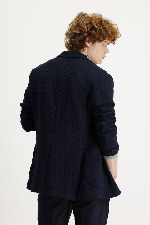 Dark Navy 7 Drop Super Slim Fit Extra Narrow Cut Eyelet Sport Jacket