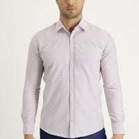 Light Red Long Sleeve Slim Fit Narrow Cut Classic Patterned Cotton Easy Iron Shirt