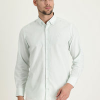 Aqua Green Long Sleeve Relaxed Fit Linen-Look Shirt