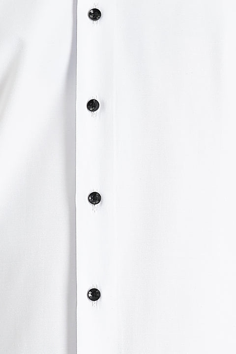White Long Sleeve Stand Collar Classic Cotton Easy-Iron Shirt