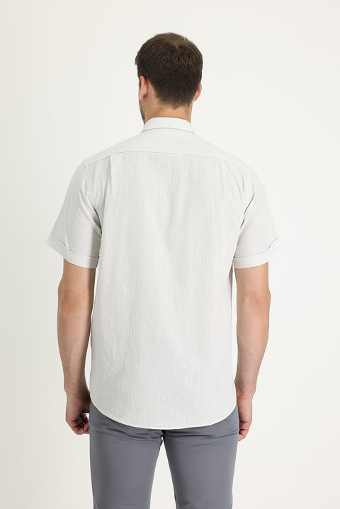 Stone Short Sleeve Regular Fit Cotton Shirt