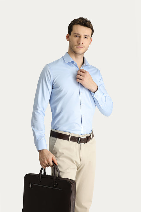 Light Blue Long Sleeve Slim Fit Narrow Cut Non-Iron Shirt