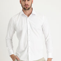 White Long Sleeve Slim Fit Narrow Cut Non-Iron Shirt