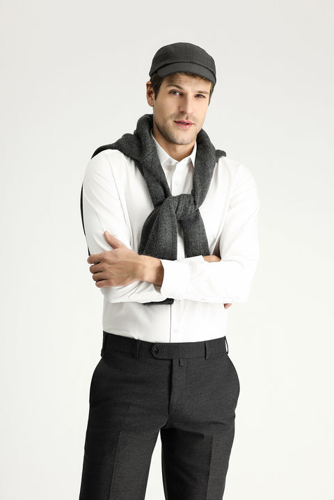 White Long Sleeve Slim Fit Non-Iron Classic Cotton Shirt