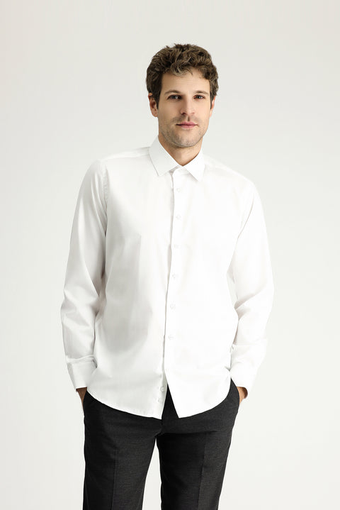 White Long Sleeve Slim Fit Non-Iron Classic Cotton Shirt