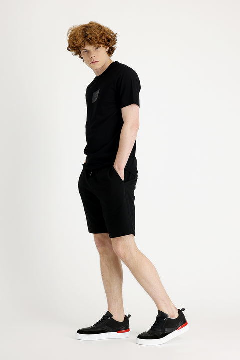 Black Cotton Sweat Shorts