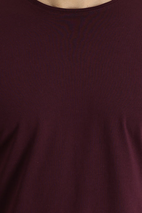 Dark Burgundy Crew Neck Regular Fit Supreme Cotton T-Shirt