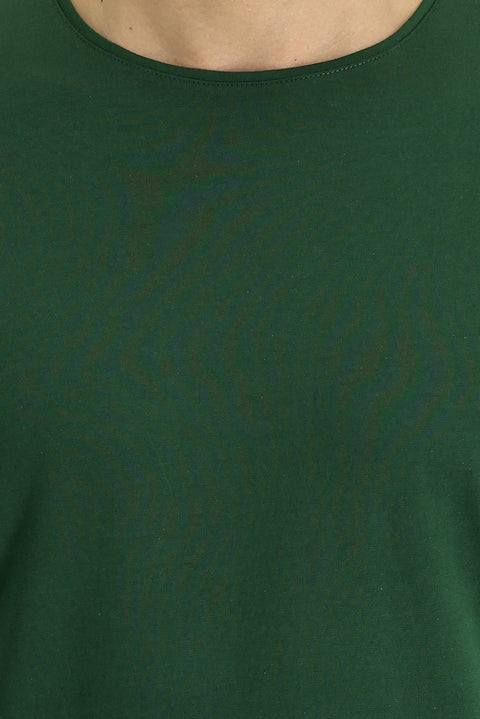 Dark Green Crew Neck Regular Fit Supreme Cotton T-Shirt