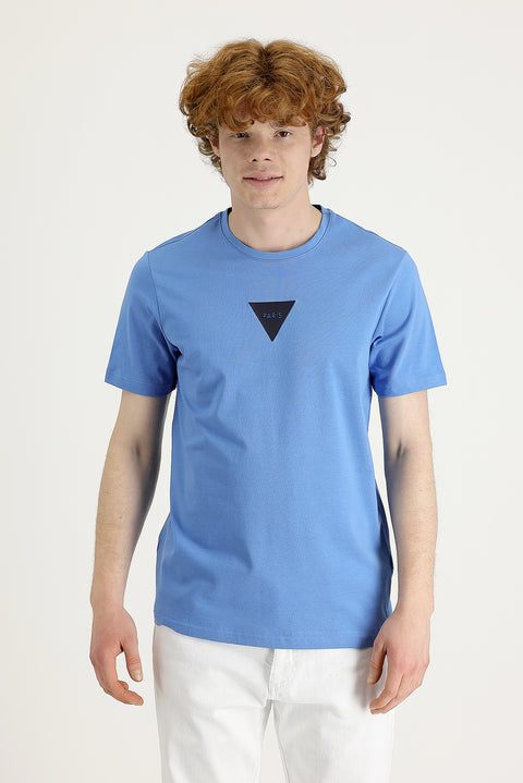 Aviator Blue Crew Neck Slim Fit Printed T-Shirt