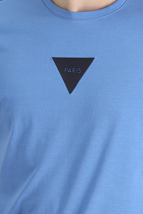 Aviator Blue Crew Neck Slim Fit Printed T-Shirt