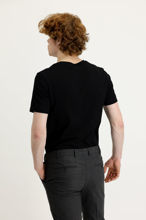 Black Crew Neck Slim Fit Printed T-Shirt
