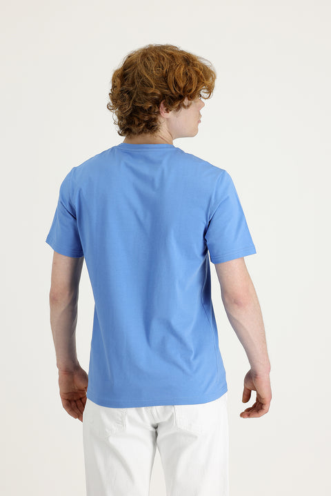 Aviator Blue Crew Neck Slim Fit Printed T-Shirt