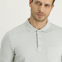 Stone Embroidered Polo Collar Regular Fit Cotton T-Shirt