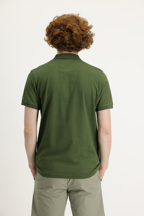 Medium Khaki Polo Collar Slim Fit Printed T-Shirt