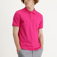 Fuchsia Polo Collar Slim Fit Printed T-shirt