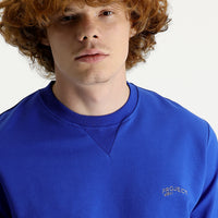 Navy Blue Crew Neck Slim Fit Printed Sweatshirt