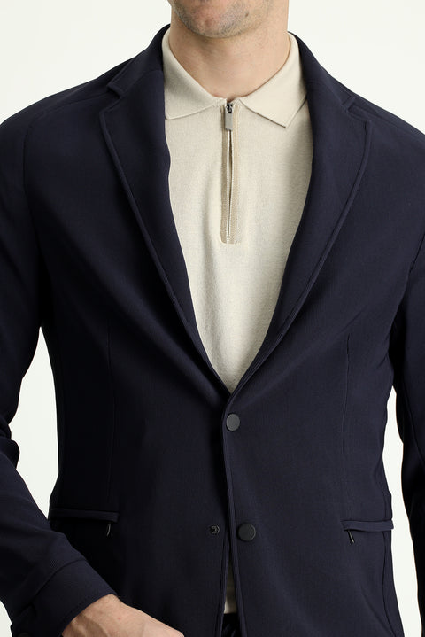 Dark Navy 4 Drop Relaxed Fit Casual Sport Knit Jacket