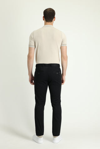 Siyah Slim Fit Dar Kesim Likralı Kanvas / Chino Pantolon
