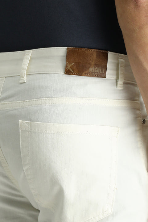 White Slim Fit Stretch Canvas / Chino Trousers