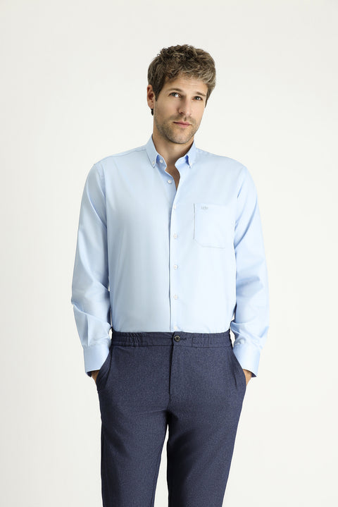 Aqua Blue Long Sleeve Regular Fit Cotton Shirt