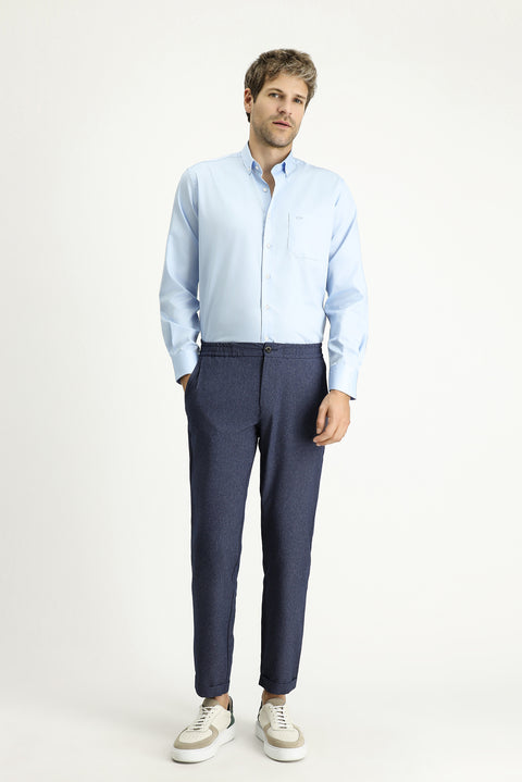 Aqua Blue Long Sleeve Regular Fit Cotton Shirt