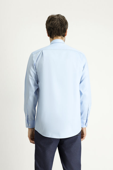 Aqua Blue Long Sleeve Regular Fit Cotton Shirt