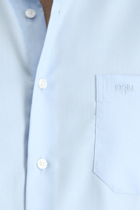 Aqua Blue Long Sleeve Regular Fit Cotton Shirt