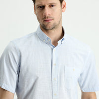 Light Blue Short Sleeve Regular Fit Cotton Sports Shirt
