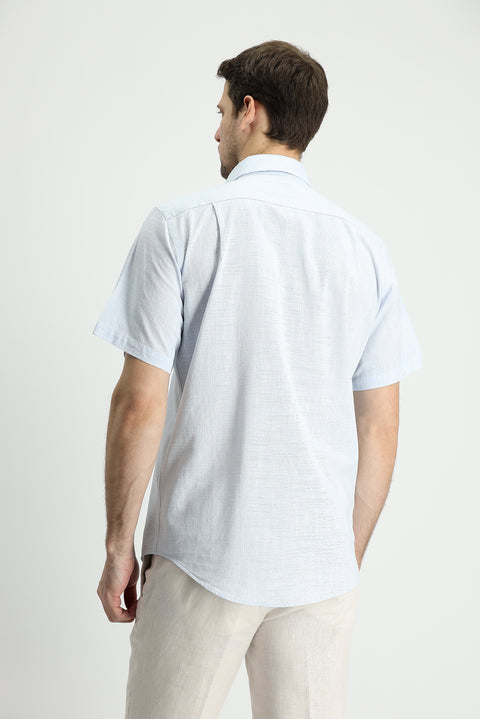 Light Blue Short Sleeve Regular Fit Cotton Sports Shirt